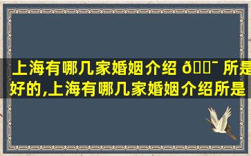 上海有哪几家婚姻介绍 🐯 所是好的,上海有哪几家婚姻介绍所是好的地方